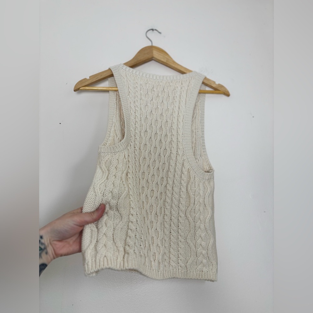 Free People High Tide Cable Tank In Ivory - Picture 9 of 9